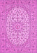 Machine Washable Medallion Pink Traditional Rug, wshtr148pnk