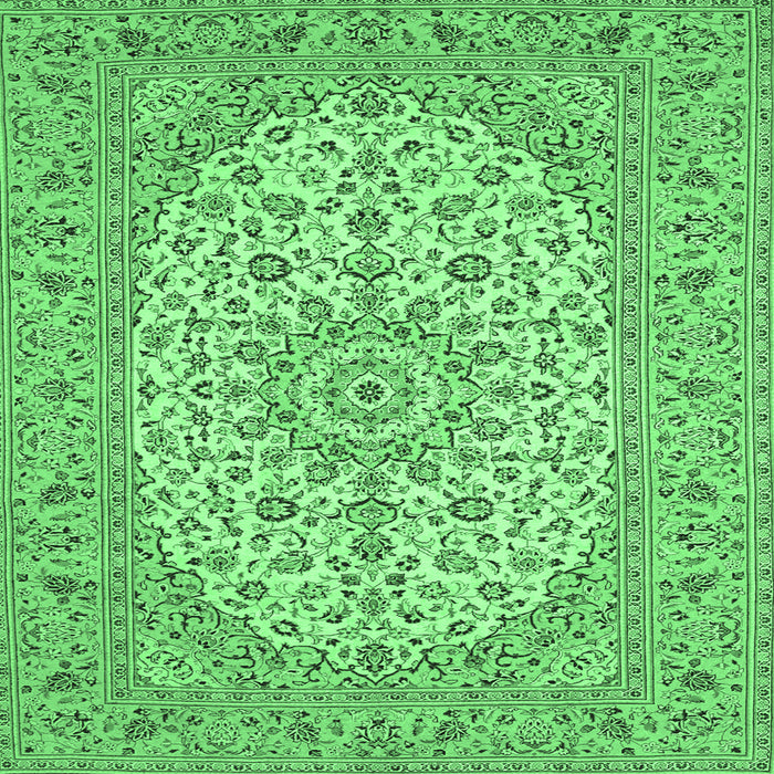 Square Medallion Emerald Green Traditional Rug, tr148emgrn