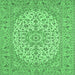 Square Medallion Emerald Green Traditional Rug, tr148emgrn