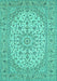 Machine Washable Medallion Turquoise Traditional Area Rugs, wshtr148turq