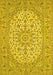 Machine Washable Medallion Yellow Traditional Rug, wshtr148yw