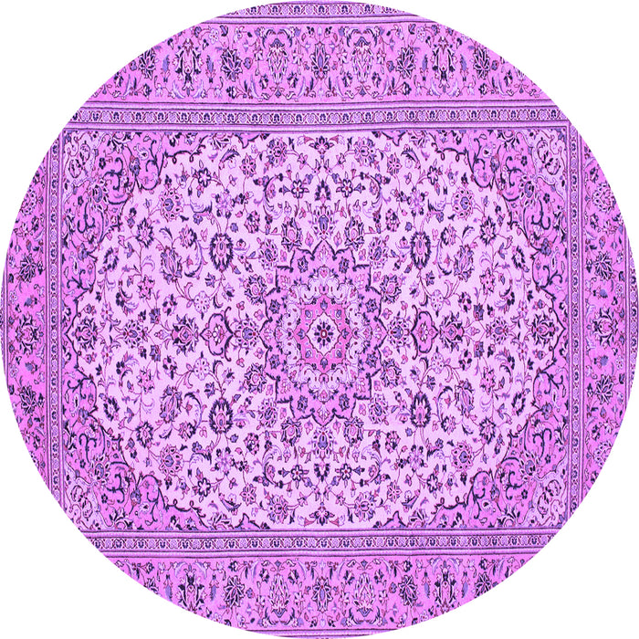 Round Machine Washable Medallion Purple Traditional Area Rugs, wshtr148pur