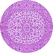 Round Machine Washable Medallion Purple Traditional Area Rugs, wshtr148pur