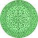 Round Medallion Emerald Green Traditional Rug, tr148emgrn