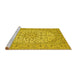 Sideview of Machine Washable Medallion Yellow Traditional Rug, wshtr148yw