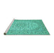 Sideview of Machine Washable Medallion Turquoise Traditional Area Rugs, wshtr148turq