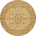 Round Medallion Brown Traditional Rug, tr148brn