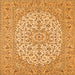 Serging Thickness of Medallion Orange Traditional Rug, tr148org