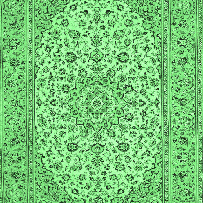 Machine Washable Medallion Emerald Green Traditional Area Rugs, wshtr148emgrn