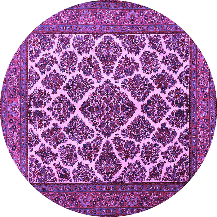 Round Persian Purple Traditional Rug, tr1490pur