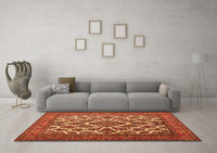 Machine Washable Persian Orange Traditional Rug, wshtr1490org