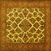 Square Machine Washable Persian Yellow Traditional Rug, wshtr1490yw