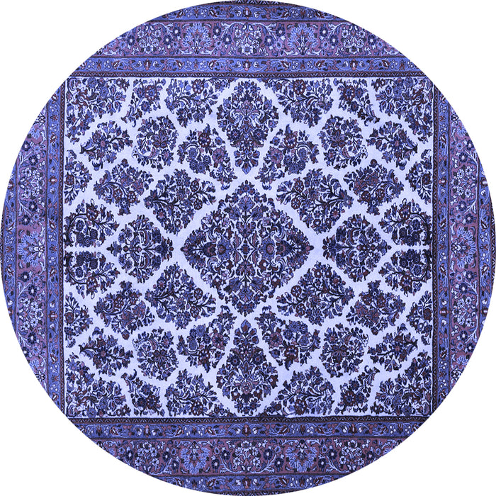 Round Persian Blue Traditional Rug, tr1490blu
