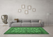 Machine Washable Persian Emerald Green Traditional Area Rugs in a Living Room,, wshtr1490emgrn