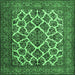 Square Machine Washable Persian Emerald Green Traditional Area Rugs, wshtr1490emgrn