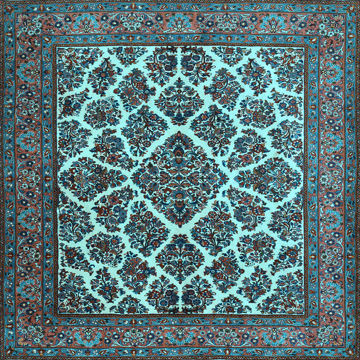 Square Machine Washable Persian Light Blue Traditional Rug, wshtr1490lblu