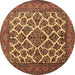 Round Machine Washable Persian Brown Traditional Rug, wshtr1490brn