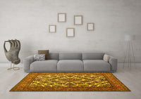 Machine Washable Persian Yellow Traditional Rug, wshtr1490yw