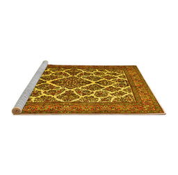 Sideview of Machine Washable Persian Yellow Traditional Rug, wshtr1490yw
