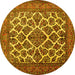 Round Persian Yellow Traditional Rug, tr1490yw