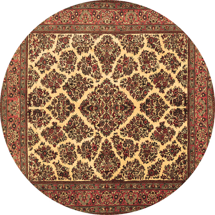 Round Persian Brown Traditional Rug, tr1490brn
