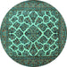 Round Persian Turquoise Traditional Rug, tr1490turq