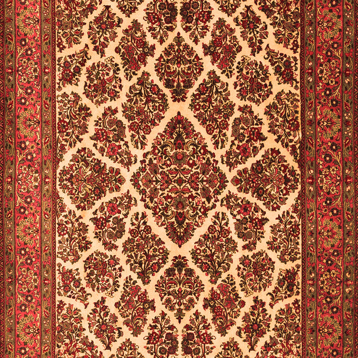 Serging Thickness of Machine Washable Persian Orange Traditional Area Rugs, wshtr1490org