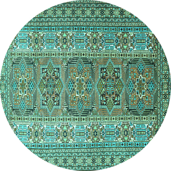 Round Machine Washable Persian Turquoise Traditional Area Rugs, wshtr1491turq