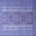 Square Machine Washable Persian Blue Traditional Rug, wshtr1491blu