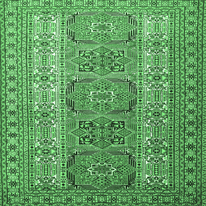Square Persian Emerald Green Traditional Rug, tr1491emgrn