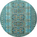 Round Persian Light Blue Traditional Rug, tr1491lblu