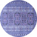 Round Machine Washable Persian Blue Traditional Rug, wshtr1491blu