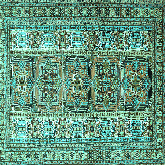 Square Machine Washable Persian Turquoise Traditional Area Rugs, wshtr1491turq
