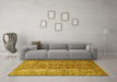 Machine Washable Persian Yellow Traditional Rug in a Living Room, wshtr1491yw