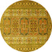 Round Machine Washable Persian Yellow Traditional Rug, wshtr1491yw