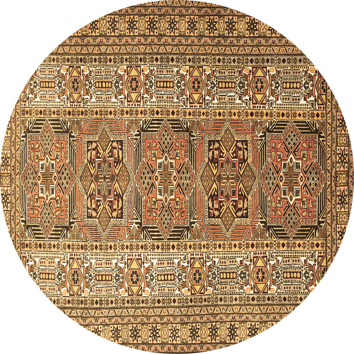 Round Persian Brown Traditional Rug, tr1491brn
