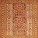 Round Machine Washable Persian Orange Traditional Area Rugs, wshtr1491org