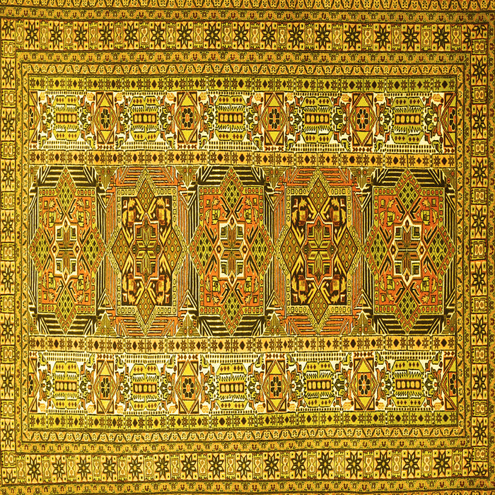 Square Machine Washable Persian Yellow Traditional Rug, wshtr1491yw