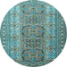 Round Machine Washable Persian Light Blue Traditional Rug, wshtr1491lblu