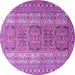 Round Machine Washable Persian Purple Traditional Area Rugs, wshtr1491pur