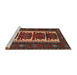 Sideview of Machine Washable Traditional Saffron Red Rug, wshtr1492