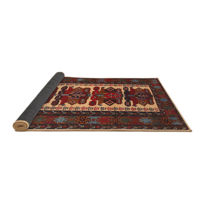 Sideview of Traditional Saffron Red Persian Rug, tr1492