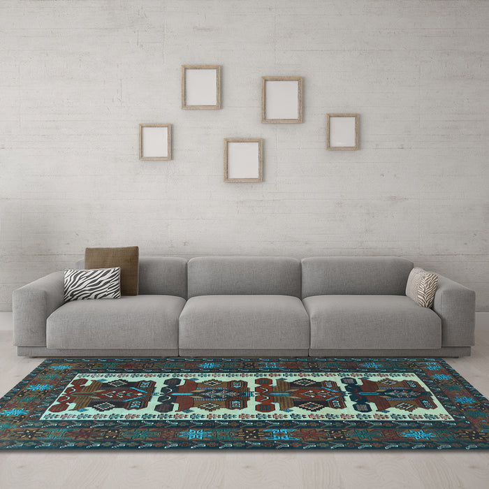 Machine Washable Persian Light Blue Traditional Rug in a Living Room, wshtr1492lblu