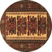 Round Machine Washable Persian Brown Traditional Rug, wshtr1492brn