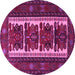 Round Machine Washable Persian Pink Traditional Rug, wshtr1492pnk