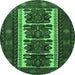 Round Persian Emerald Green Traditional Rug, tr1492emgrn