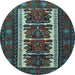 Round Persian Light Blue Traditional Rug, tr1492lblu