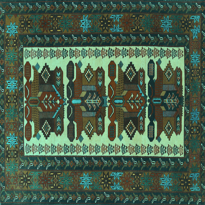 Square Machine Washable Persian Turquoise Traditional Area Rugs, wshtr1492turq