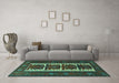 Machine Washable Persian Turquoise Traditional Area Rugs in a Living Room,, wshtr1492turq