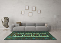 Machine Washable Persian Turquoise Traditional Rug, wshtr1492turq